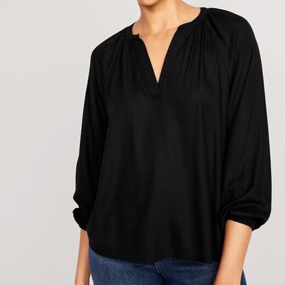 M Old Navy By Gap Long Sleeve Cotton Top Split Neck